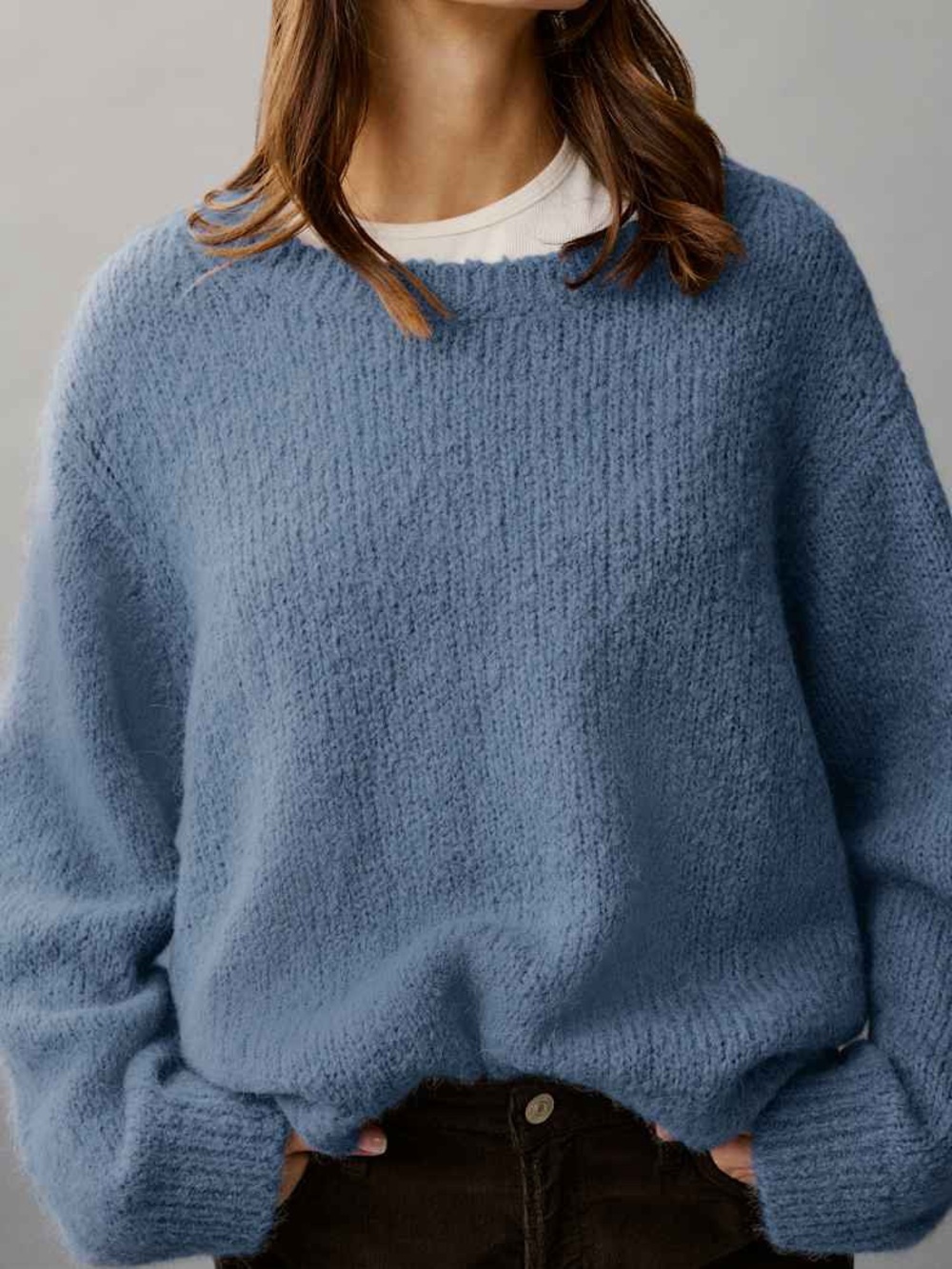 Reformation Cici Oversized Crew Sweater - Cornflower Blue - Size M